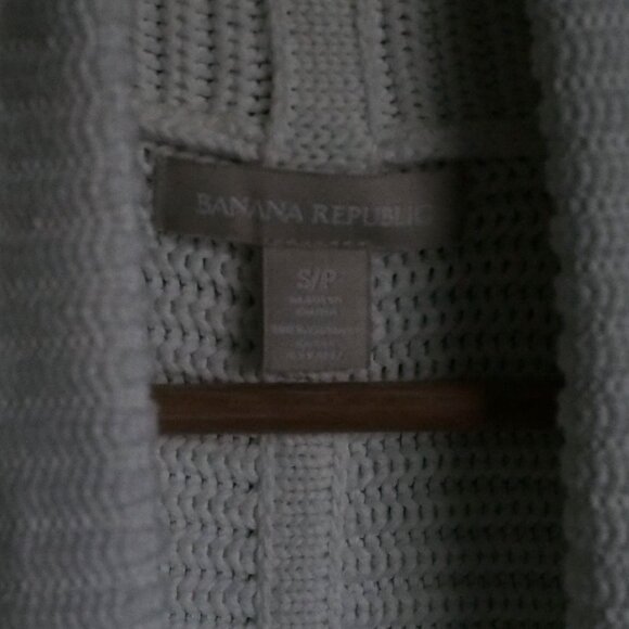 Banana Republic | Cotton, Ribbed, Open Shawl Collar Cardigan in Ivory - Picture 2 of 6
